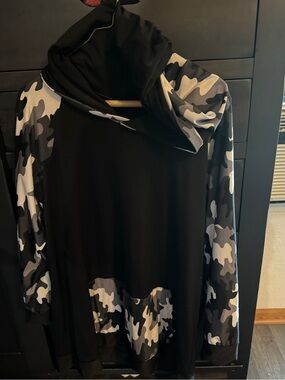 Lily Black Hoodie with Gray Camo Sleeves